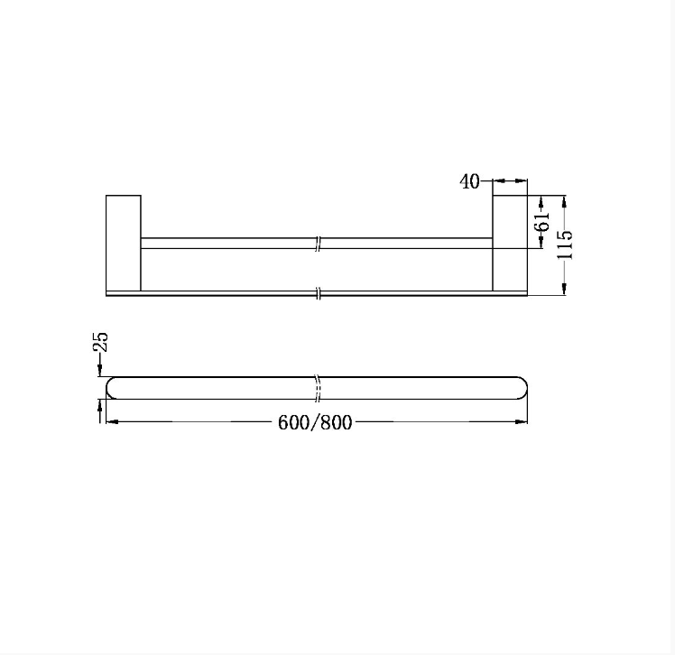 Nero Bianca Double Towel Rail 600/800mm - Brushed Bronze