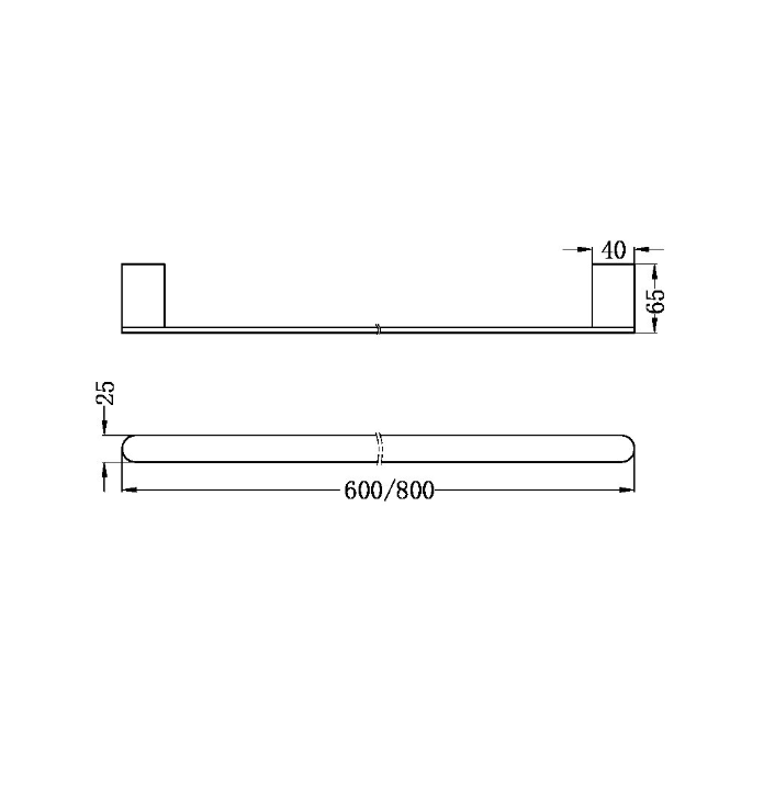 Nero Bianca Single Towel Rail 800mm - Brushed Bronze