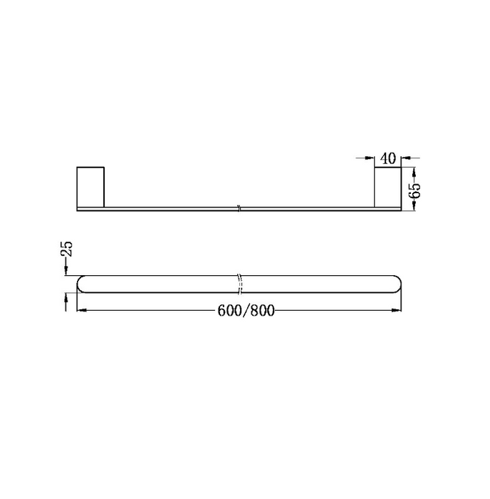 Nero Bianca Single Towel Rail 800mm - Brushed Bronze