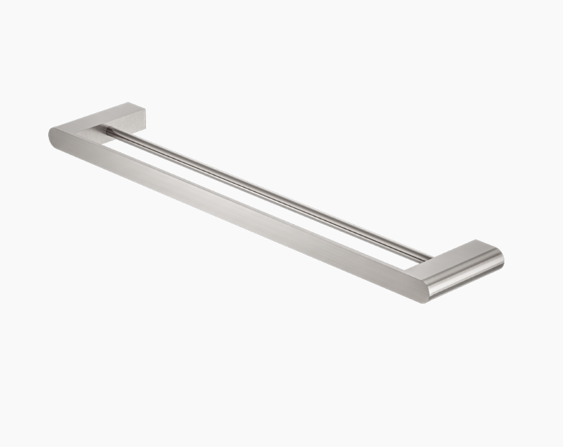 Nero Bianca Double Towel Rail 800mm - Brushed Nickel