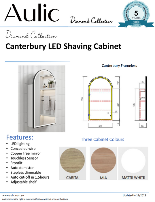 Aulic Canterbury Led Shaving Cabinet