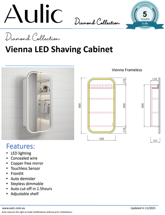 Aulic Vienna Led Shaving Cabinet