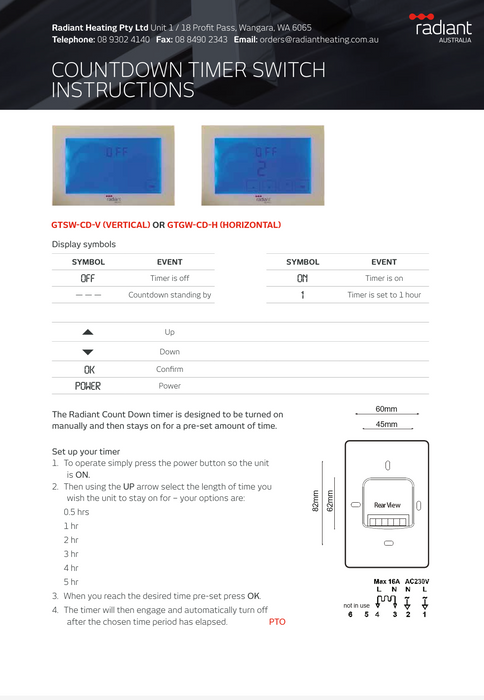 Radiant Premium Vertical Countdown Digital Timer