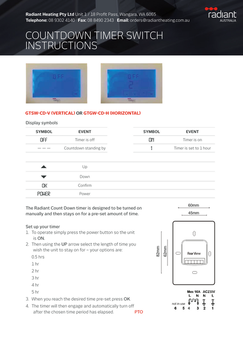 Radiant Premium Horizontal Digital Timer Switch