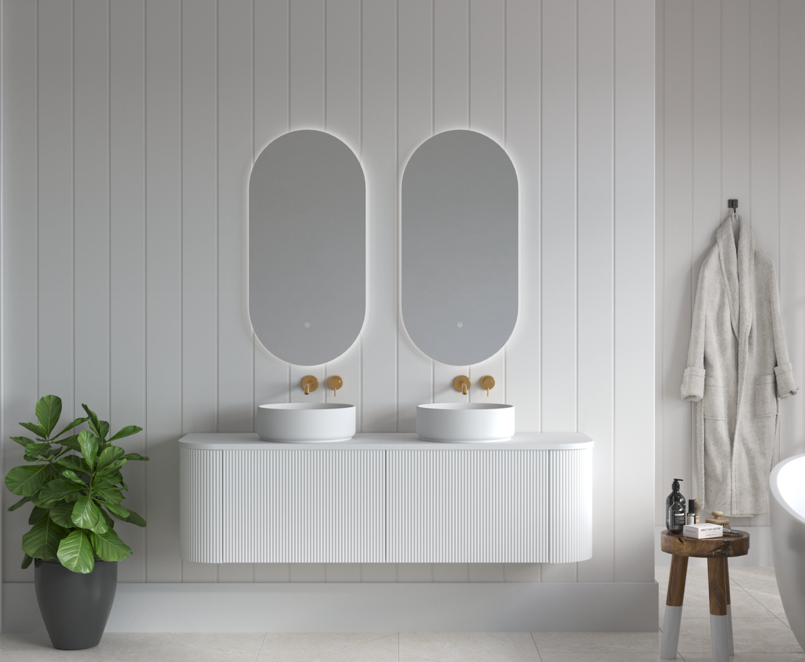 1500mm Portofino White Flute Vanity Unit