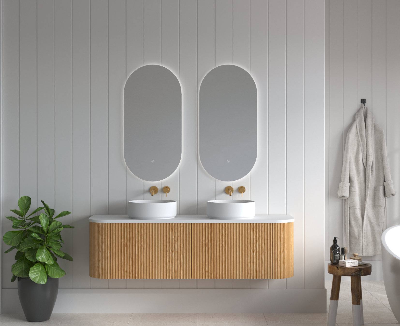 1500mm Portofino Oak Flute Vanity Unit