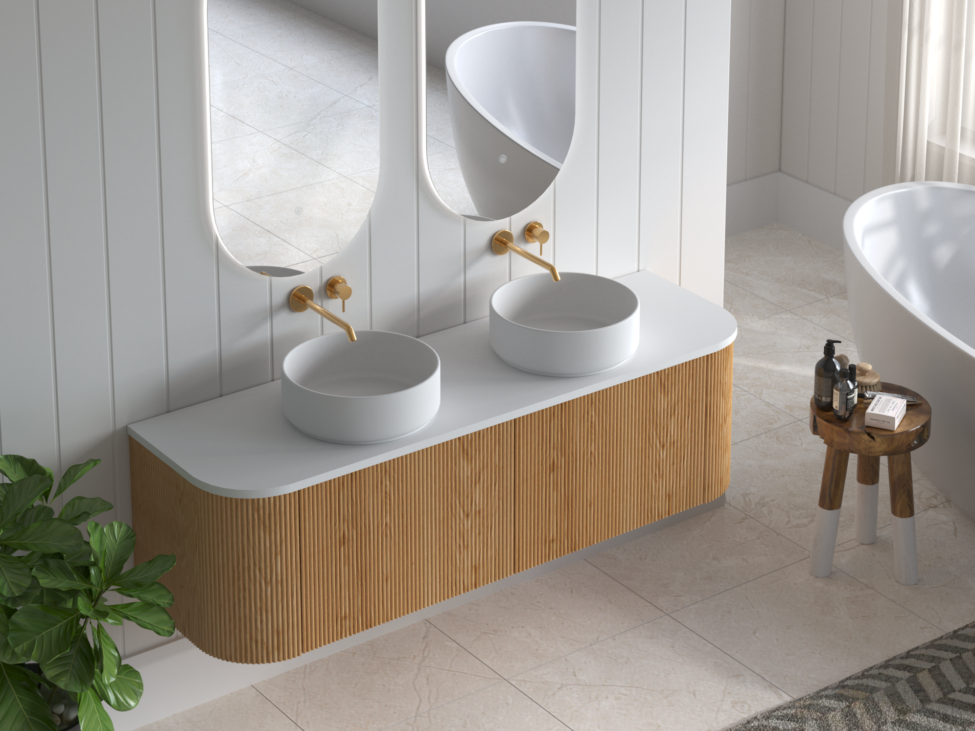 1500mm Portofino Oak Flute Vanity Unit