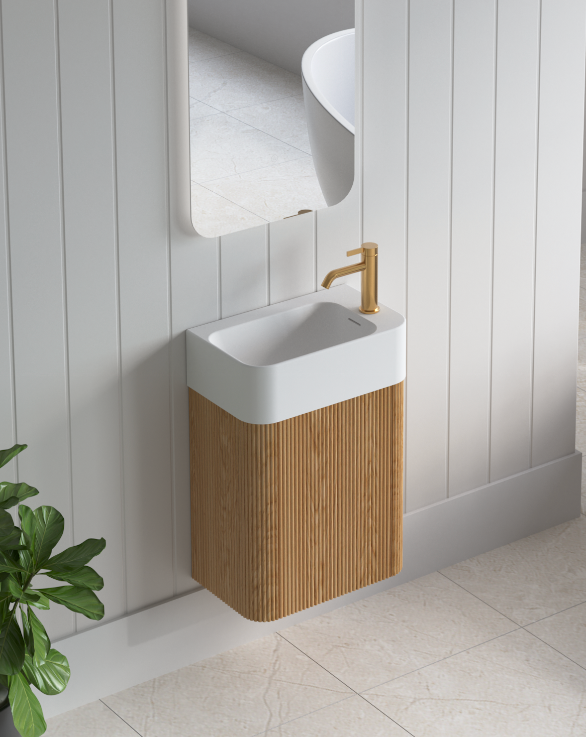 Mimi Portofino Space Saver Vanity Oak Left