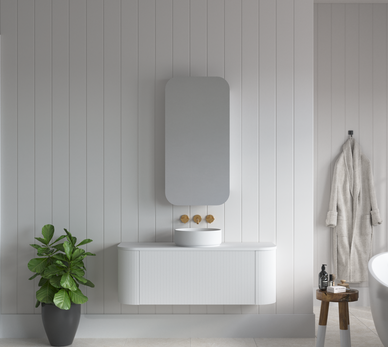1200mm Portofino White Flute Vanity Unit