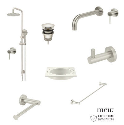 Meir Brushed Nickel Pin Tapware Package