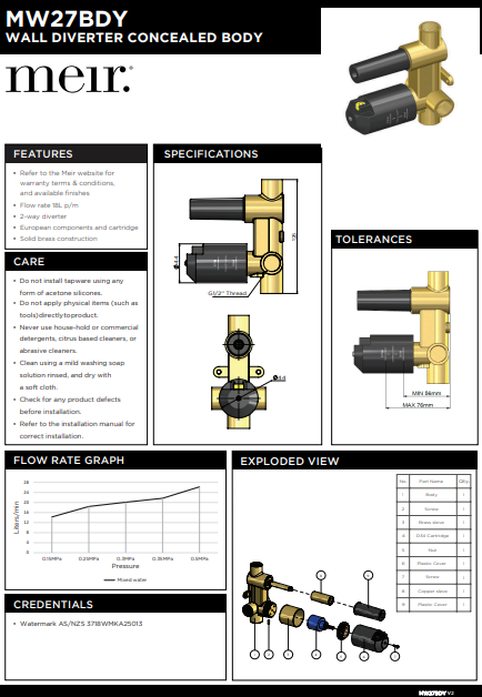 Meir Diverter Mixer In Wall Body