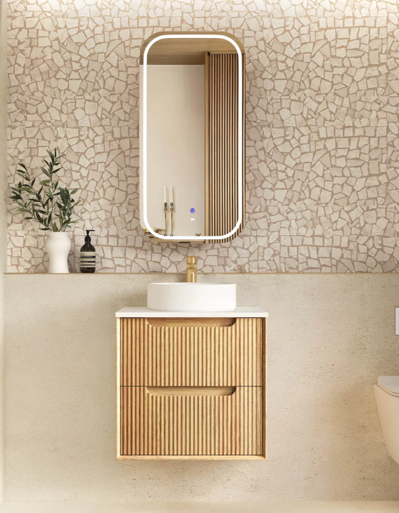 Otti Byron Fluted Woodland Oak Wall Hung Vanity