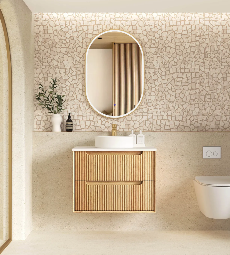 Otti Byron Fluted Woodland Oak Wall Hung Vanity