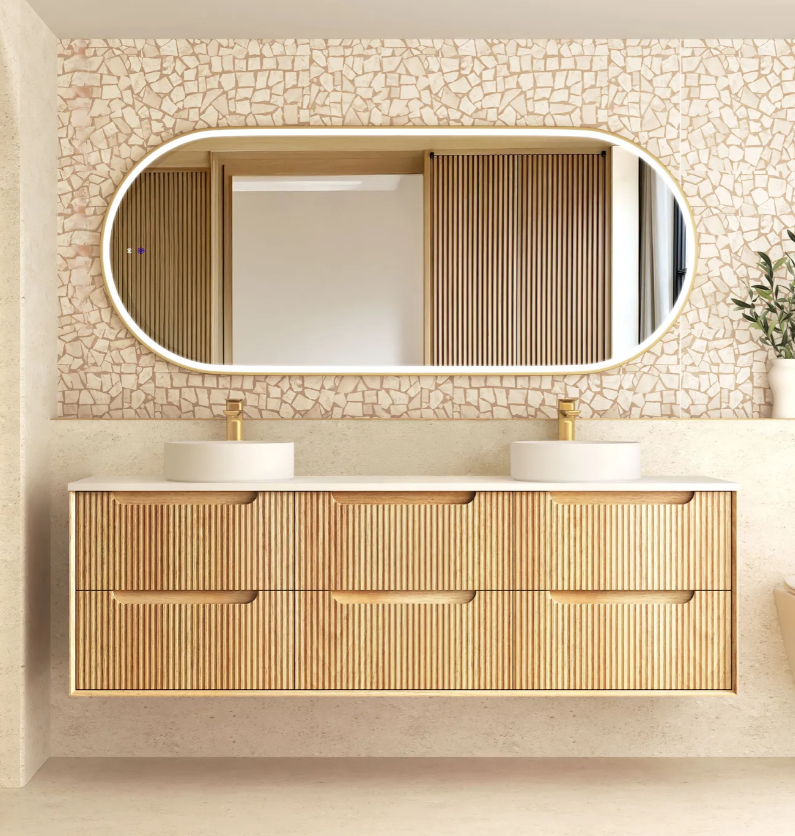 Otti Byron Fluted Woodland Oak Wall Hung Vanity
