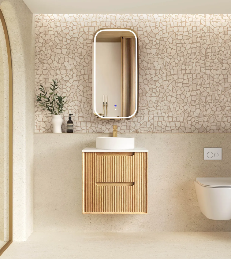 Otti Byron Fluted Woodland Oak Wall Hung Vanity