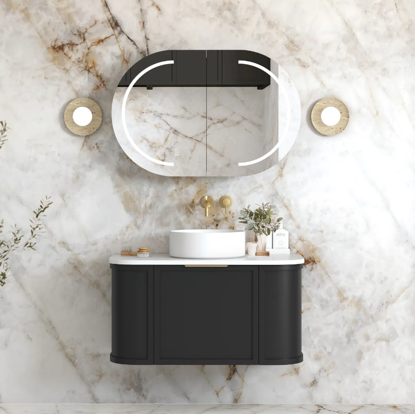 Otti Hampshire Black Wall Hung Curved Vanity