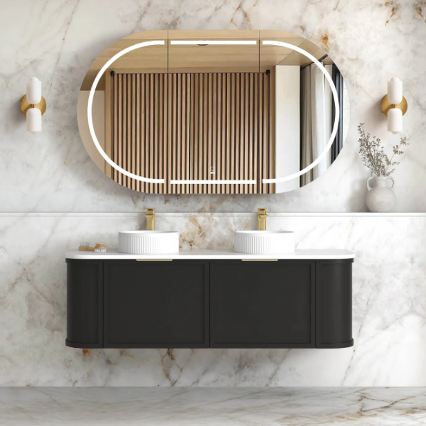 Otti Hampshire Black Wall Hung Curved Vanity
