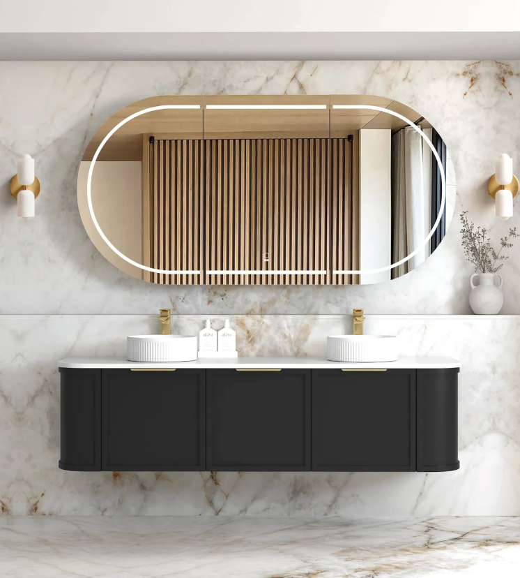 Otti Hampshire Black Wall Hung Curved Vanity