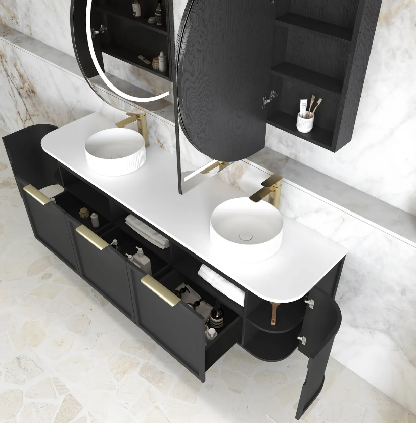 Otti Hampshire Black Wall Hung Curved Vanity