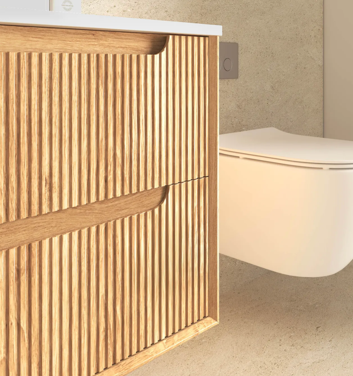 Otti Byron Fluted Woodland Oak Wall Hung Vanity