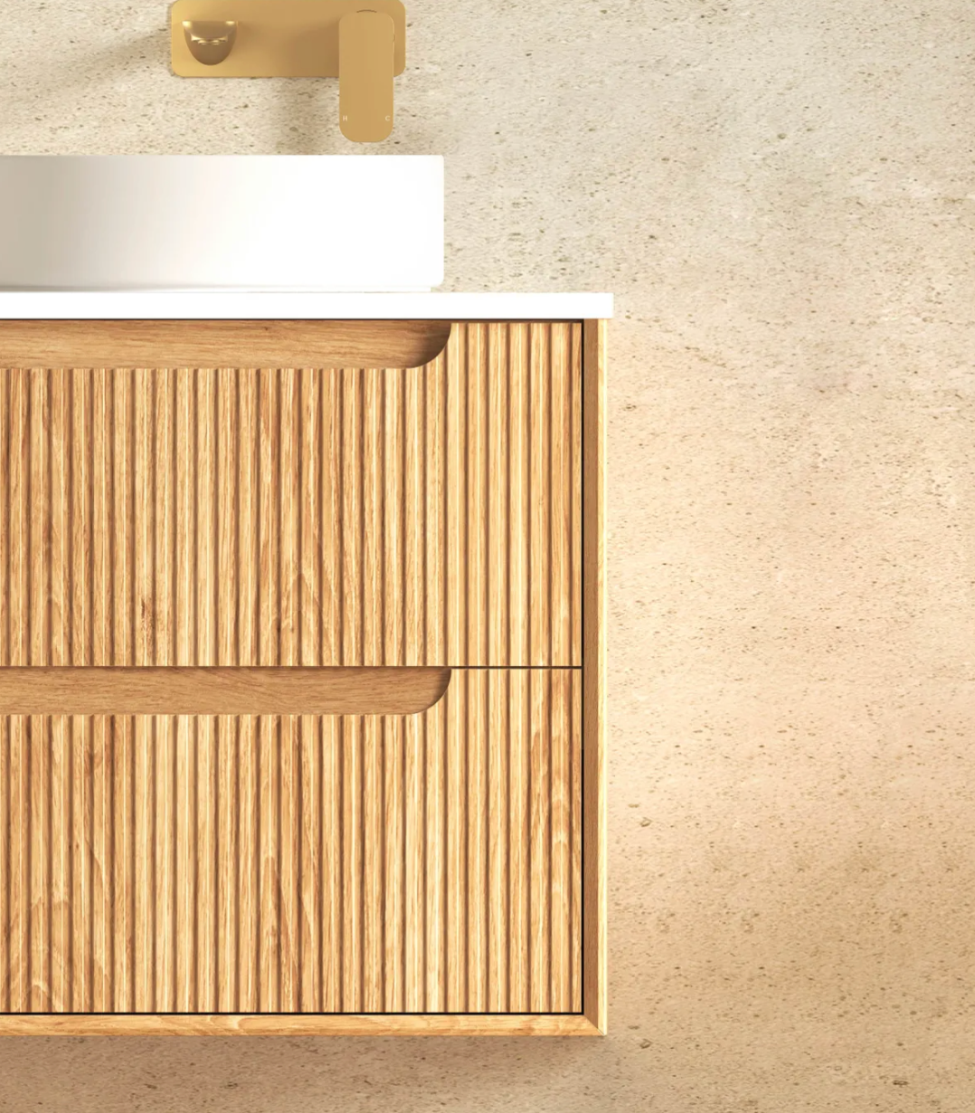 Otti Byron Fluted Woodland Oak Wall Hung Vanity