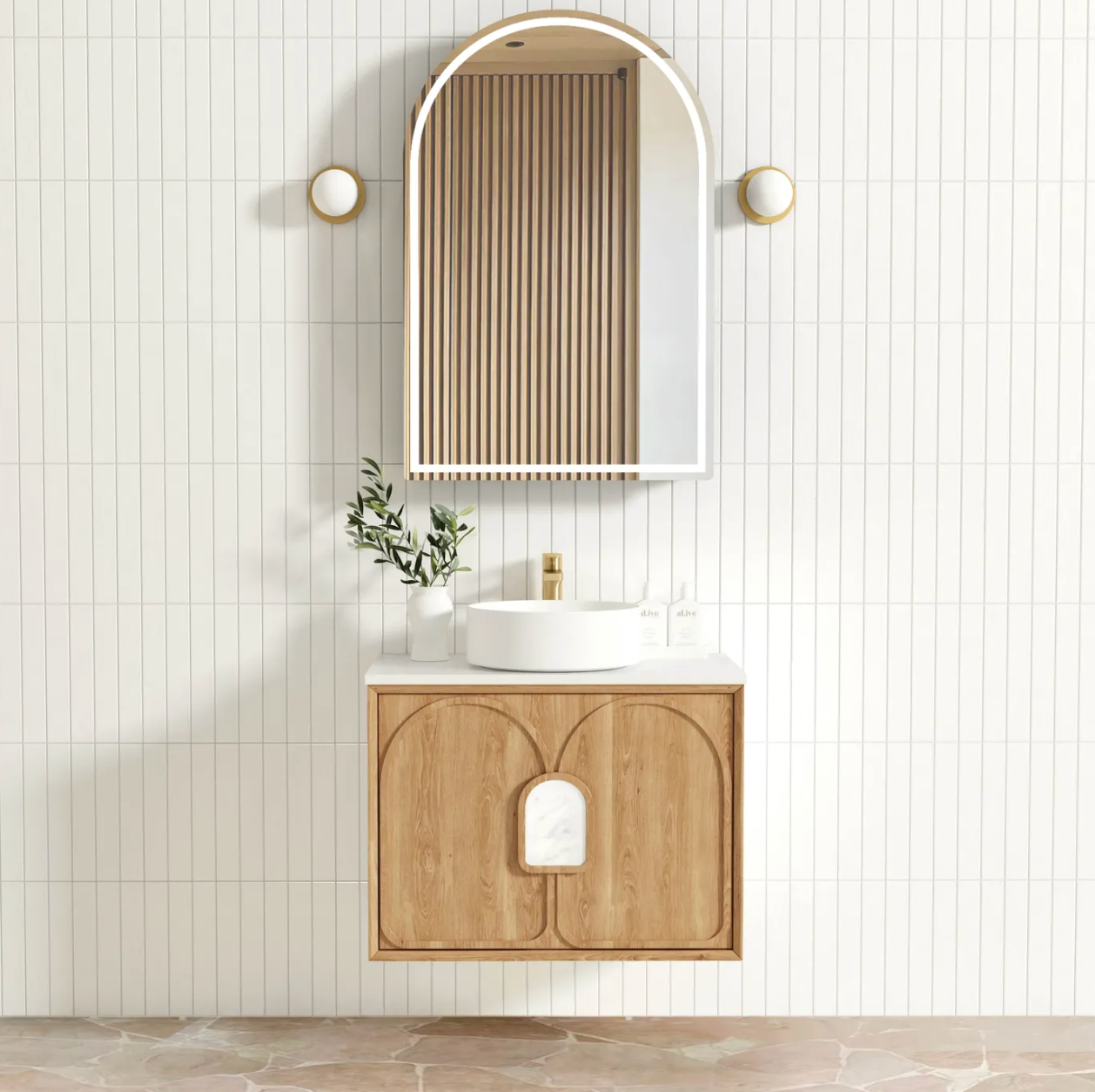 Otti Laguna Mark II Natural American Oak Wall Hung Vanity
