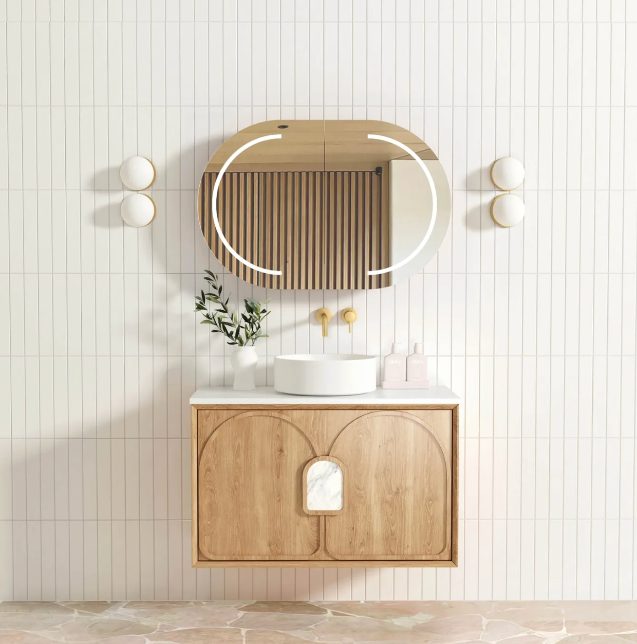 Otti Laguna Mark II Natural American Oak Wall Hung Vanity