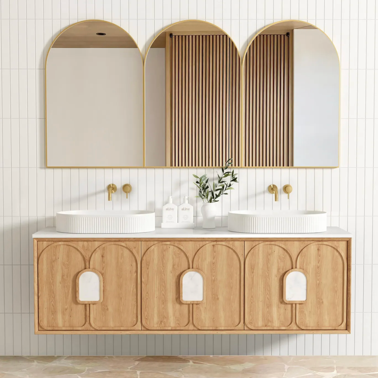 Otti Laguna Mark II Natural American Oak Wall Hung Vanity