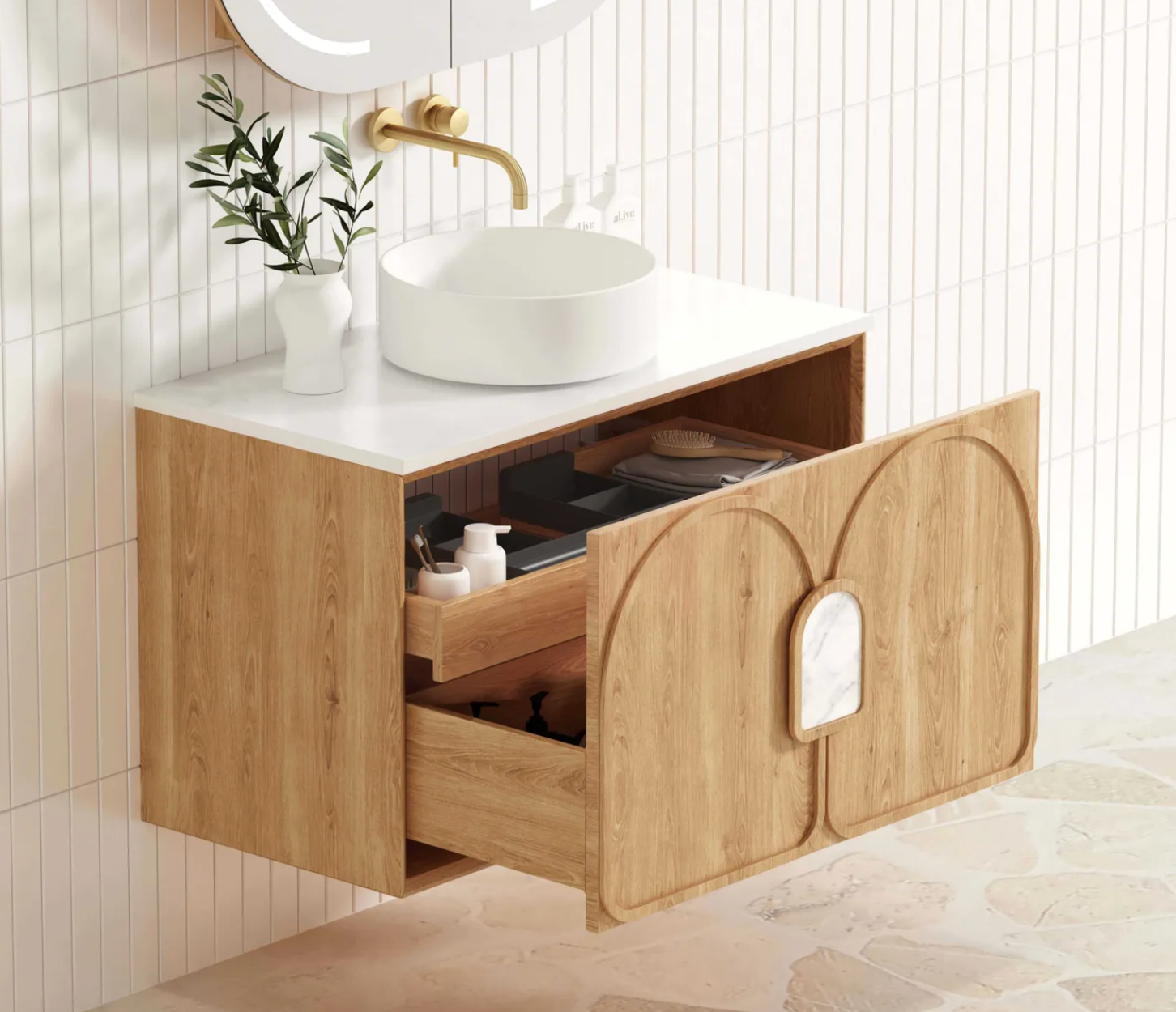 Otti Laguna Mark II Natural American Oak Wall Hung Vanity