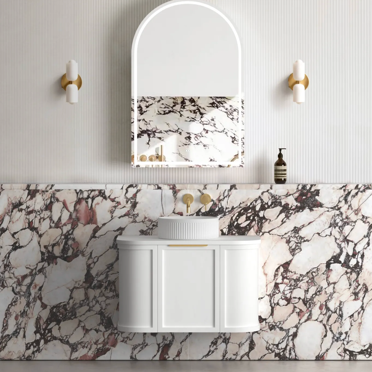 Otti Hampshire Satin White Wall Hung Curved Vanity