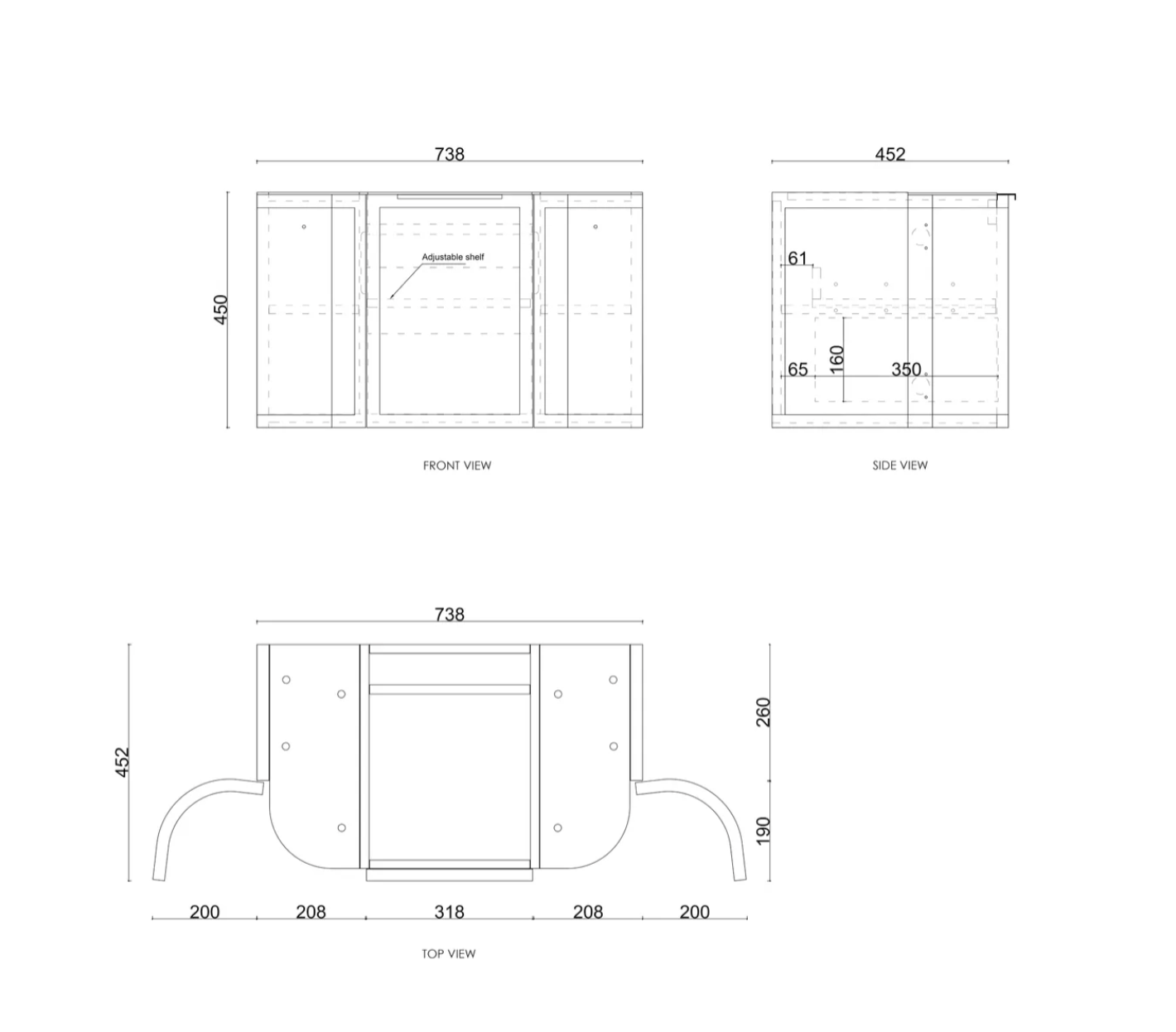 Otti Hampshire Satin White Wall Hung Curved Vanity