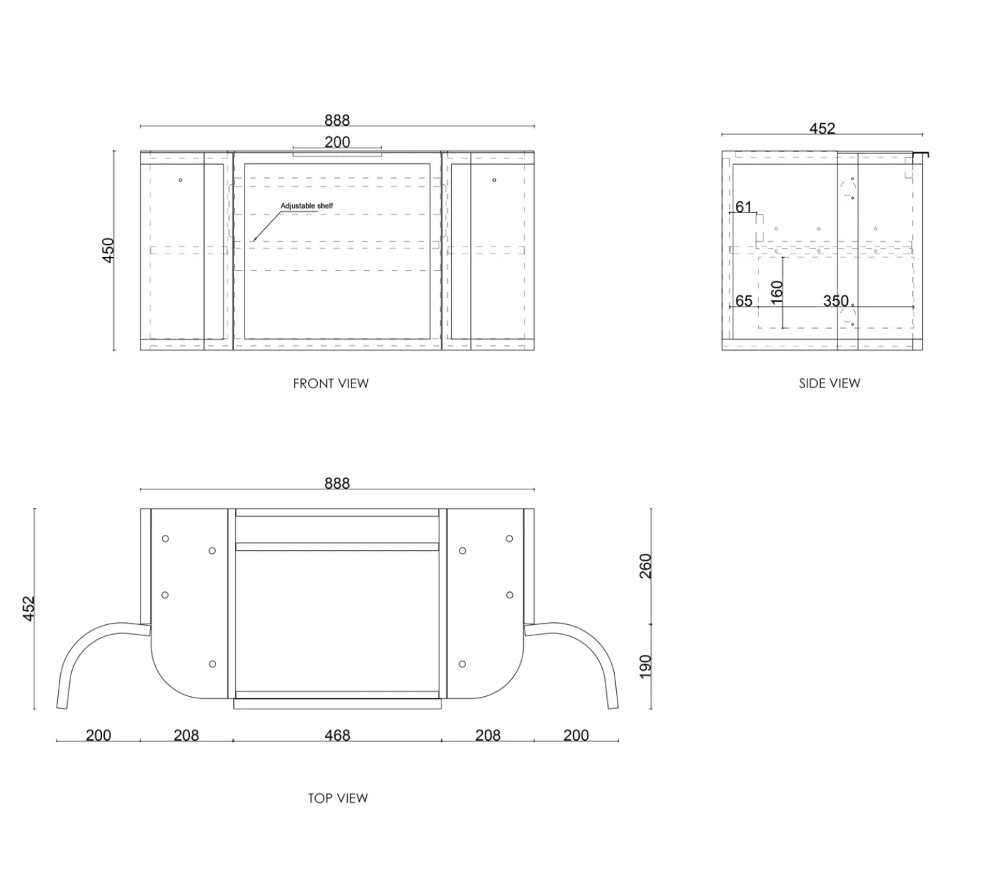 Otti Hampshire Satin White Wall Hung Curved Vanity