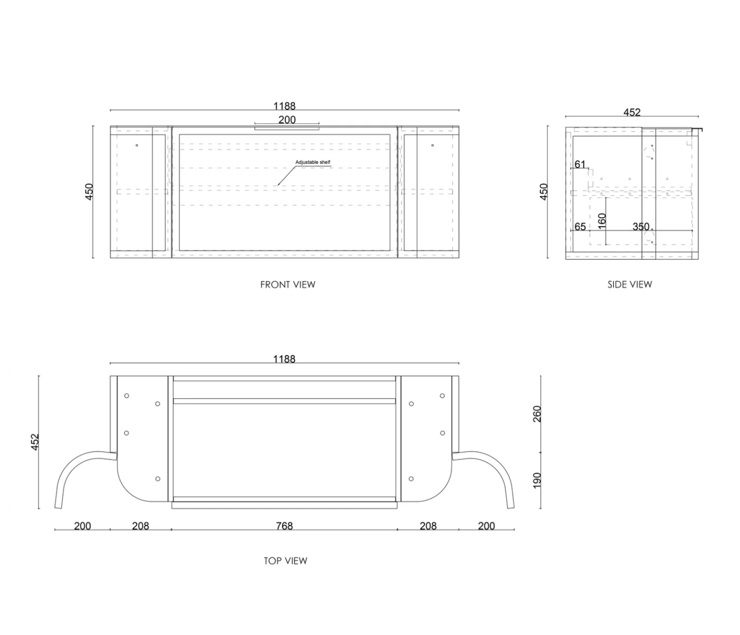 Otti Hampshire Satin White Wall Hung Curved Vanity