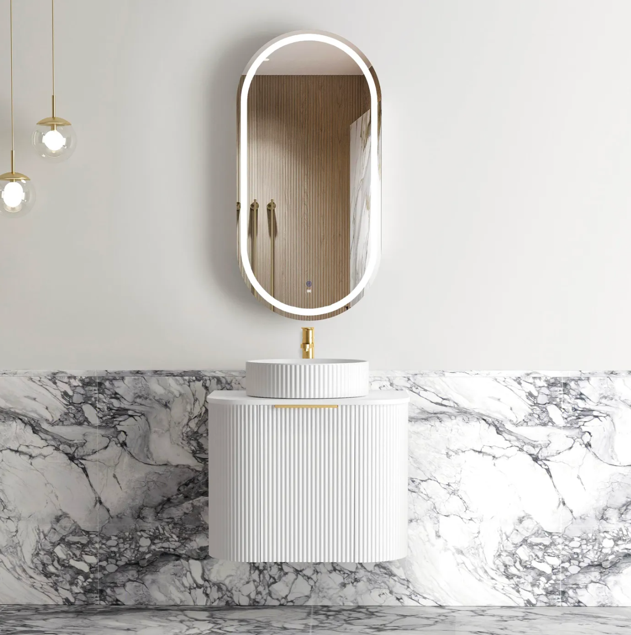 Otti Bondi White Fluted Wall Hung Vanity