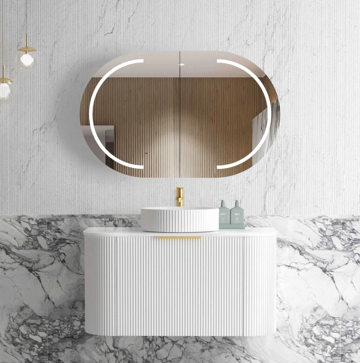 Otti Bondi White Fluted Wall Hung Vanity