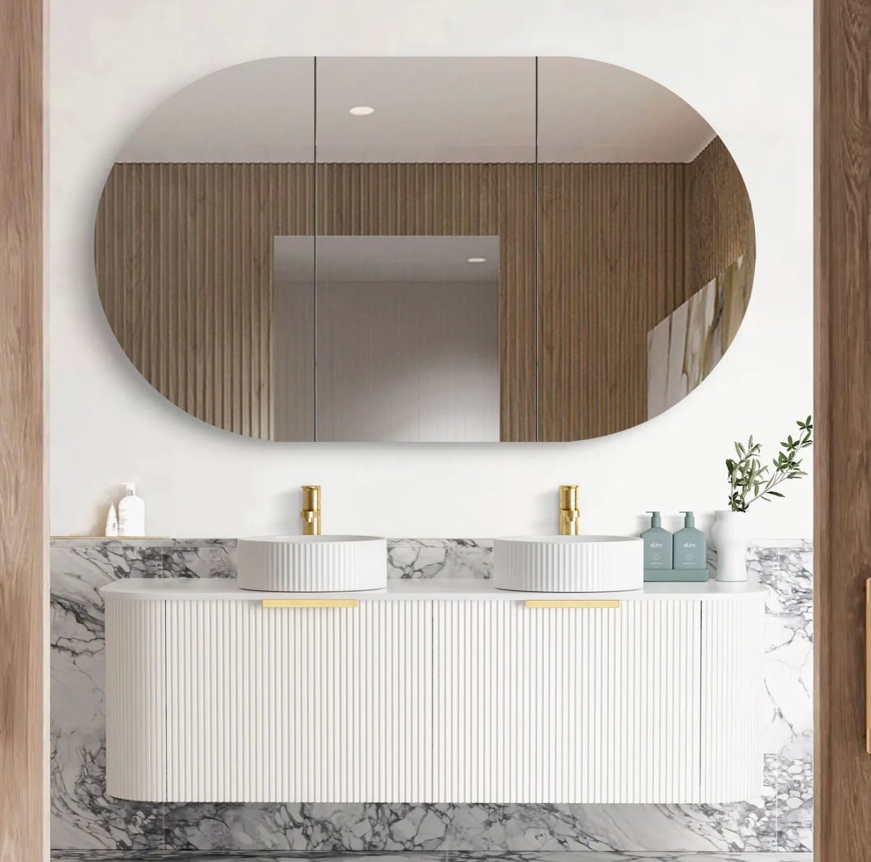 Otti Bondi White Fluted Wall Hung Vanity