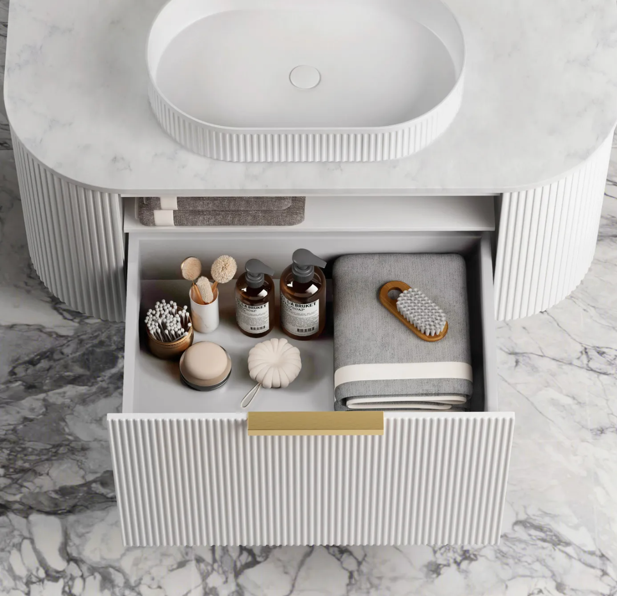 Otti Bondi White Fluted Wall Hung Vanity