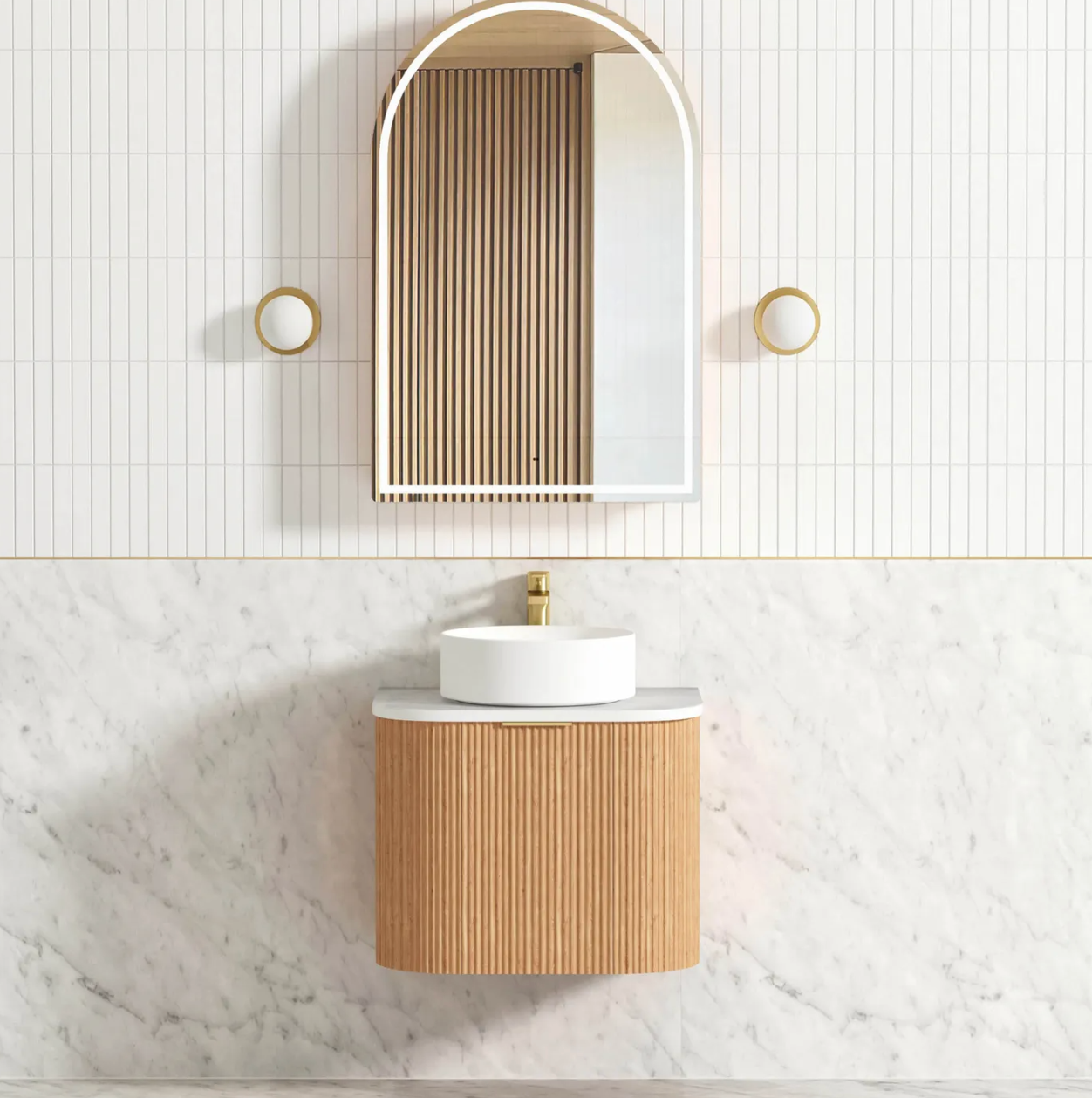 Otti Bondi Woodland Oak Fluted Wall Hung Vanity