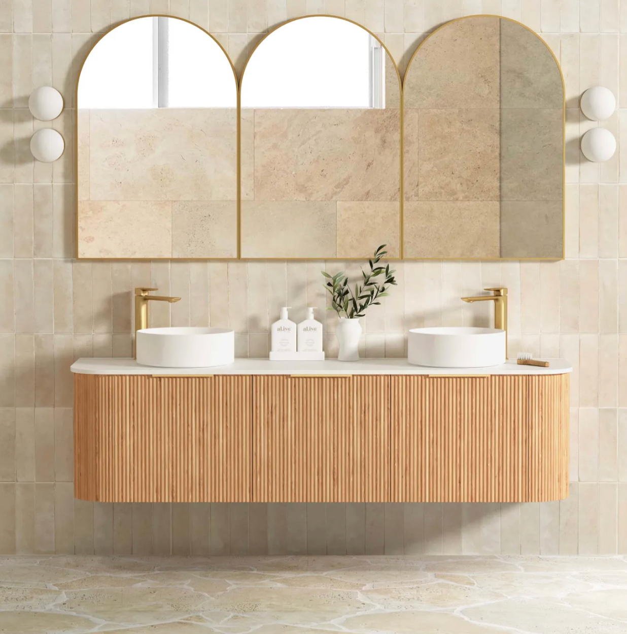 Otti Bondi Woodland Oak Fluted Wall Hung Vanity