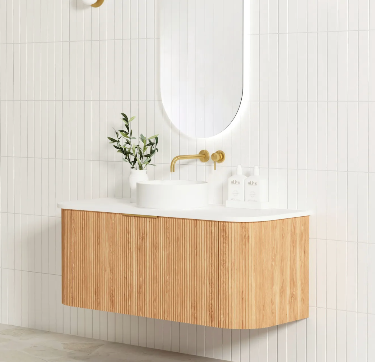 Otti Bondi Woodland Oak Fluted Wall Hung Vanity
