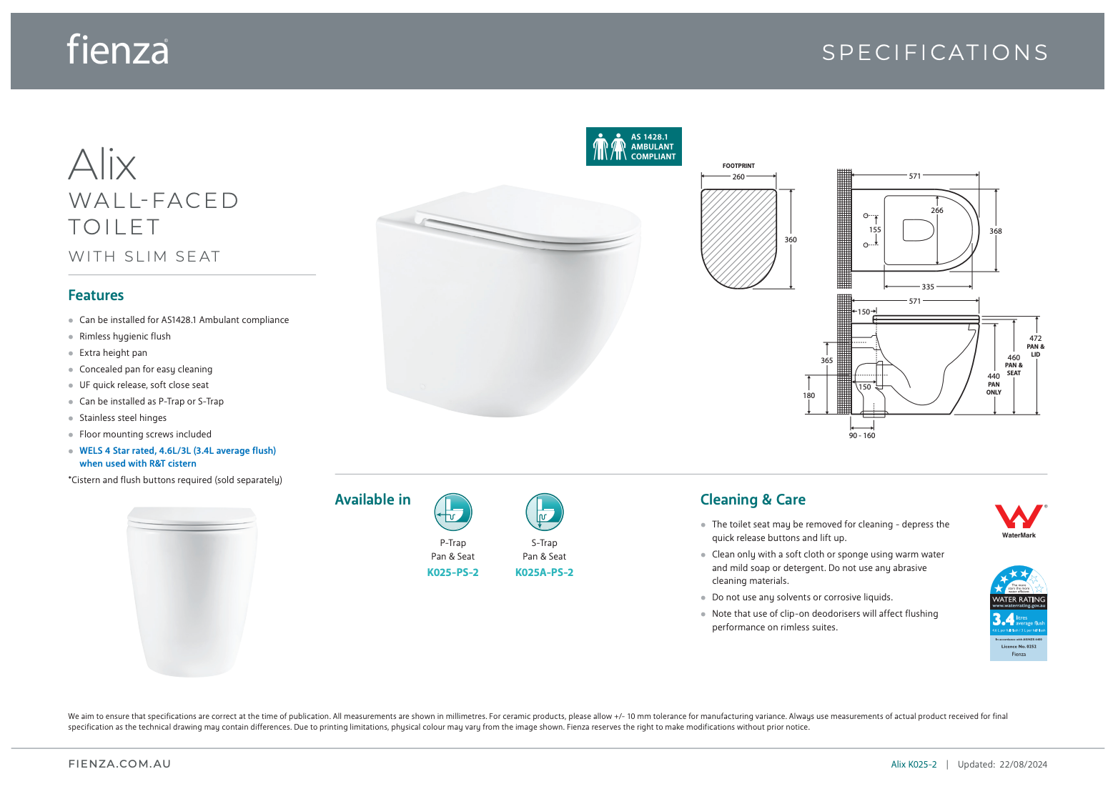 Fienza Alix Ambulant Toilet Suite Slim Seat