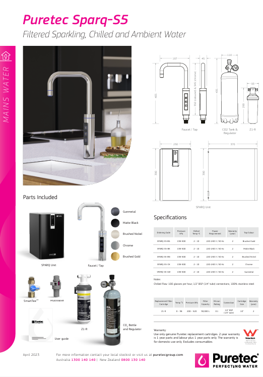Puretec Sparq5 Filtered Tap Gun Metal