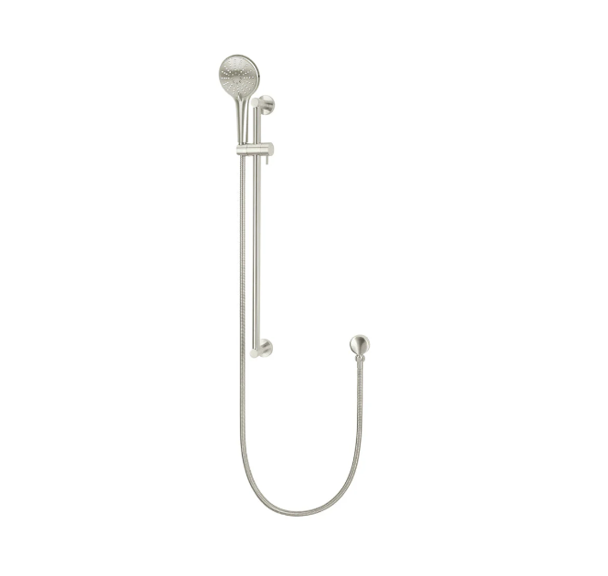 Meir Round Three Function Hand Shower on Rail Column Brushed Nickel