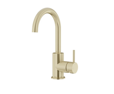 Meir Round Gooseneck Basin Mixer with Cold Start Tiger Bronze