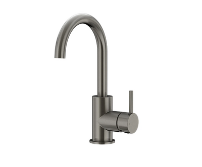 Meir Round Gooseneck Basin Mixer with Cold Start Gunmetal