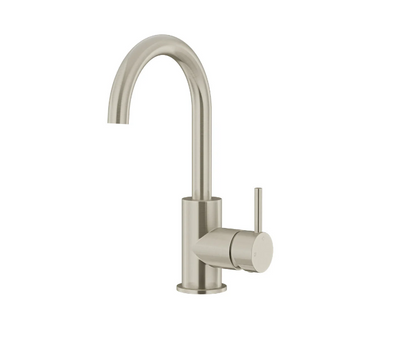 Meir Round Gooseneck Basin Mixer with Cold Start Brushed Nickel