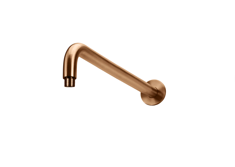 Meir Round Wall Shower Curved Arm 400mm Lustre Bronze