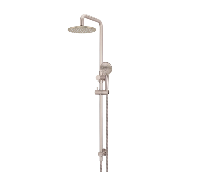 Meir Round Combination Shower Rail, 200mm Rose, Single Function Hand Shower - Champagne