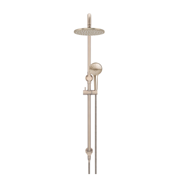 Meir Round Combination Shower Rail, 200mm Rose, Single Function Hand Shower - Champagne