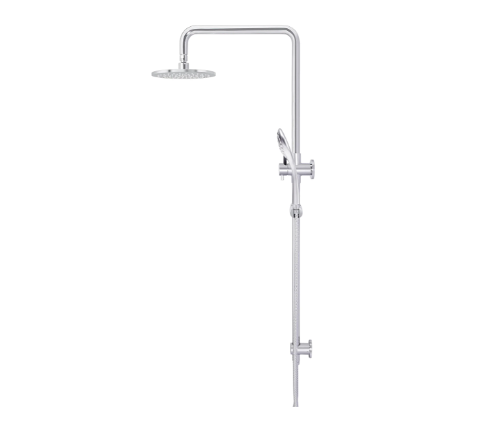 Meir Round Combination Shower Rail, 200mm Rose, Single Function Hand Shower - Polished Chrome